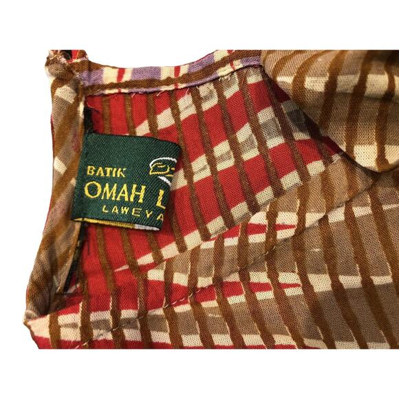 VTG Boho Batik Blouse S | Omah Laweyan Tribal Print Button‎ Top Earthy Vibes - Picture 3 of 11